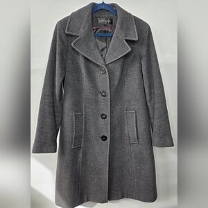 Women's Fleet Street Wool Blend Fully Lined Winter Coat - Dark Gray - Size Large